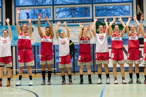 Jubel nach dem Sieg - 1. Playoff-HF - Bamberg - 19.03.16